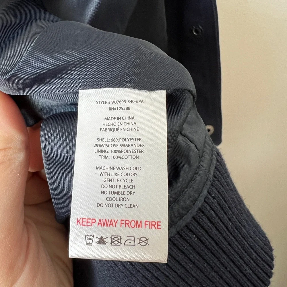 Jason Wu navy blue bomber jacket with pockets line new S - Picture 13 of 14